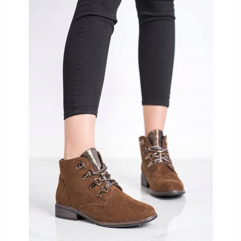 Goodin Botas elegantes com cordões marrom 1