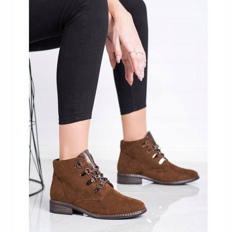Goodin Botas elegantes com cordões castanho 2 Goodin Botas elegantes com cordões castanho 2