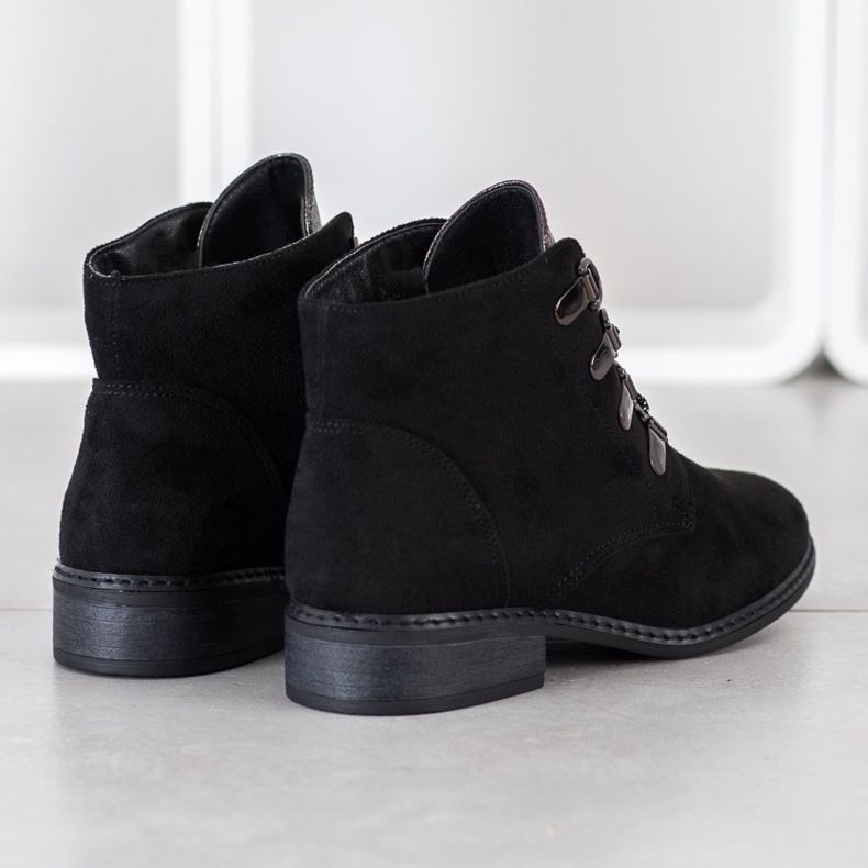 Goodin Botas elegantes com cordões preto prata 1 Goodin Botas elegantes com cordões preto prata 1