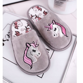 Chinelos infantis cinza unicórnio com unicórnio 1