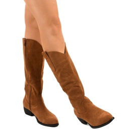 Botas de cano alto camurça da Evelralla botas de cowboy marrom multicolorido 1