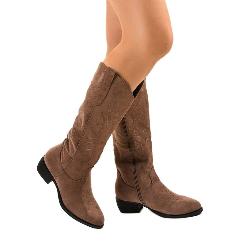 Botas de caubói Evelralla de camurça cáqui verde 1