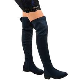 Botas Wysless azul marinho achatadas sobre os joelhos azul-marinho 1