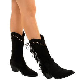 Botas boho de camurça preta da Loneflare preto 1 Botas boho de camurça preta da Loneflare preto 1