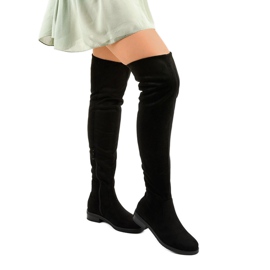 Botas pretas de cano baixo com cano longo Aeleos preto 1 Botas pretas de cano baixo com cano longo Aeleos preto 1