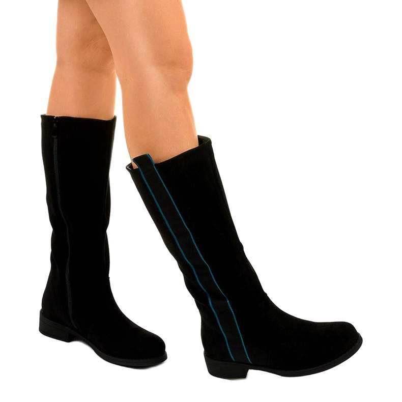 Botas pretas rasas com cano longo Magtoris preto 1 Botas pretas rasas com cano longo Magtoris preto 1