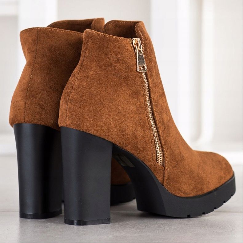 Small Swan Botas de salto alto marrom amarelo 1