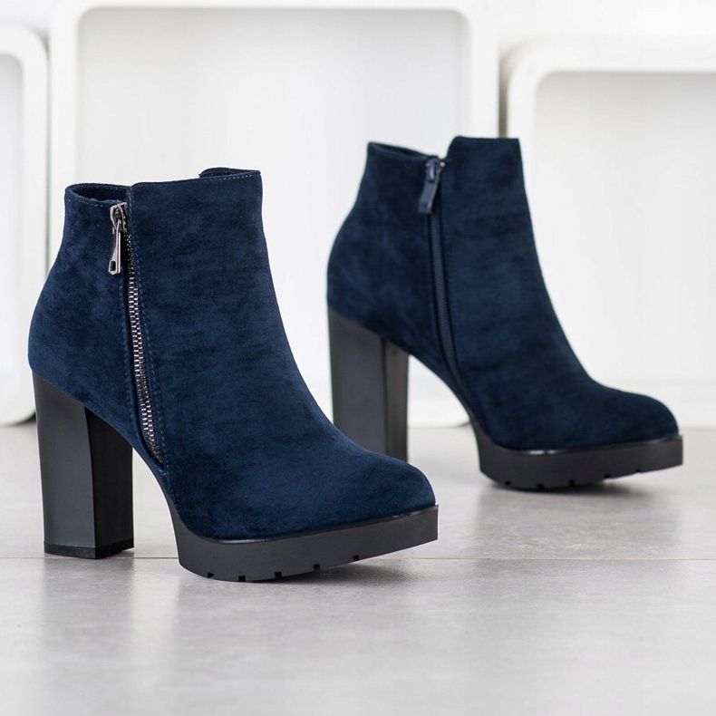 Small Swan Botas de salto alto azul marinho 1