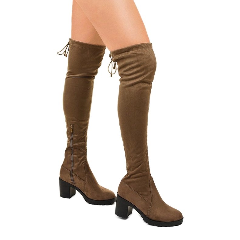 Botas de camurça no poste do caqui de Hekran cáqui verde 1