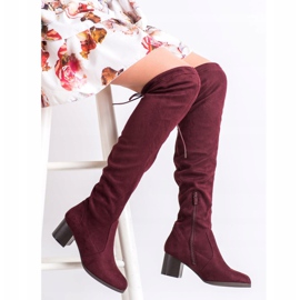 M.Daszyński Botas marrons acima do joelho vermelho 1