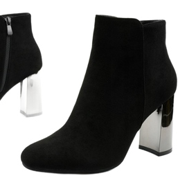 Botins de camurça preta no poste KL-705 preto 1