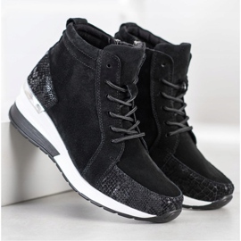 Filippo Botas de couro amarradas preto 1