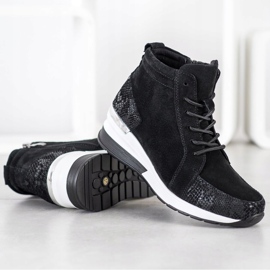 Filippo Botas de couro amarradas preto 2