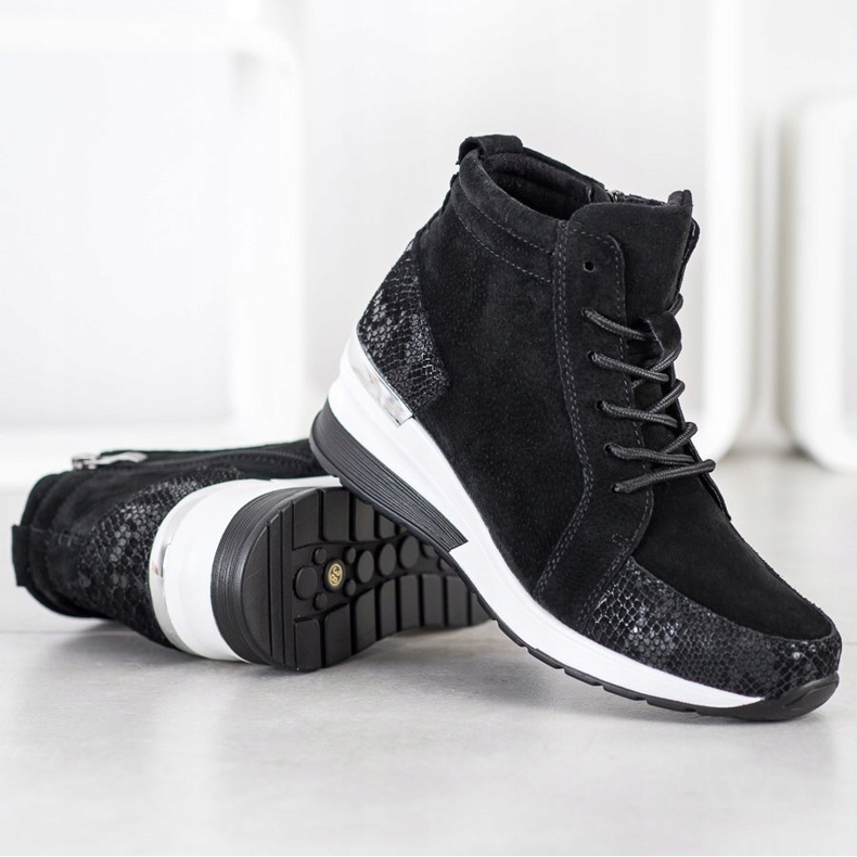 Filippo Botas de couro amarradas preto 2