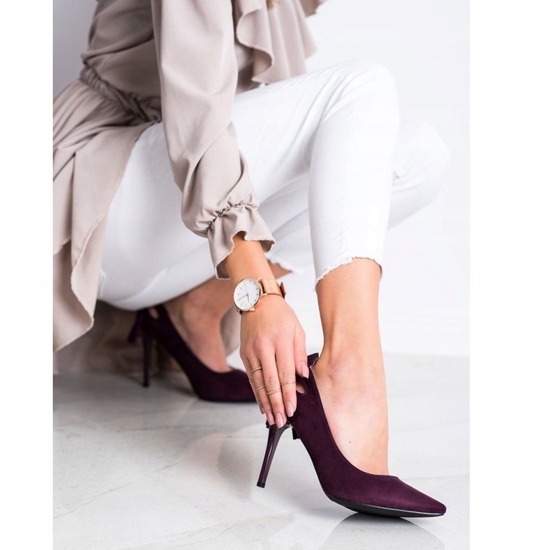 Goodin Estiletes elegantes com franjas roxo 2