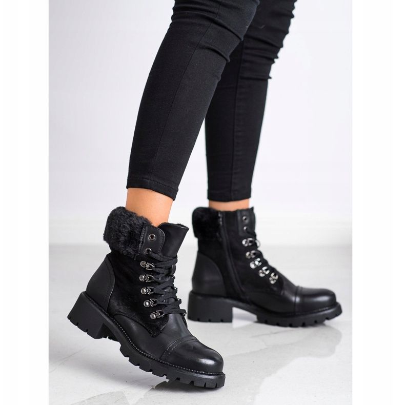 Super Mode Botas quentes amarradas preto 1 Super Mode Botas quentes amarradas preto 1