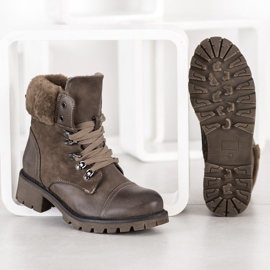 Super Mode Botas quentes amarradas cinza 1