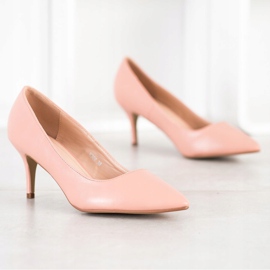 SHELOVET Bombas com couro ecológico rosa 2