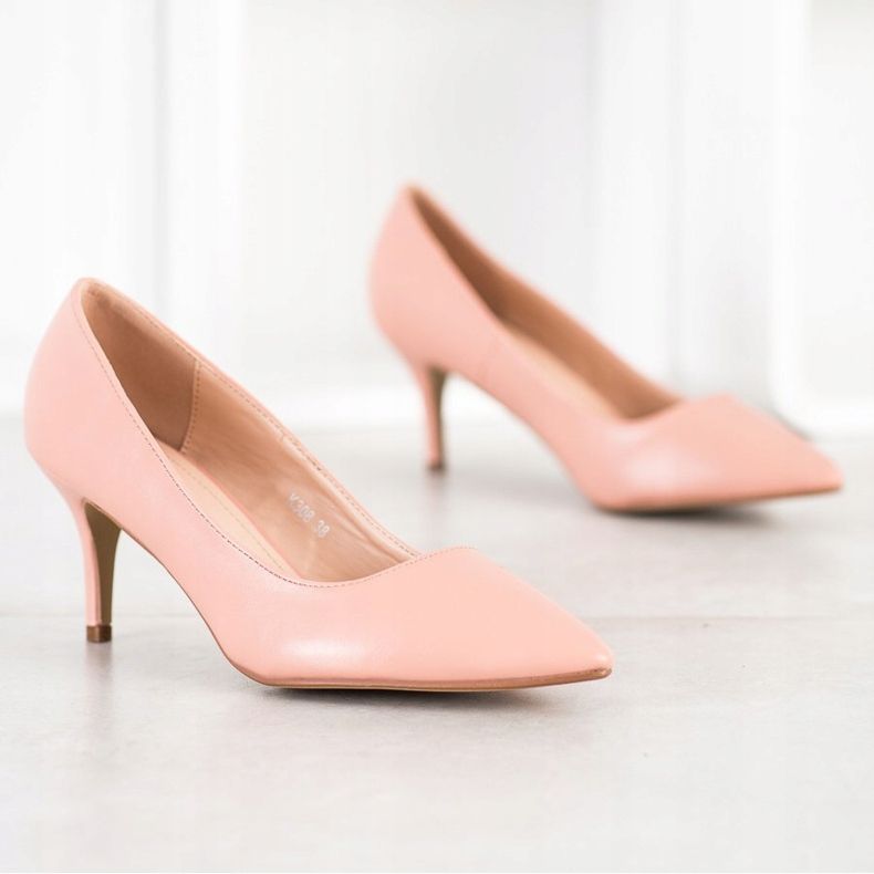 SHELOVET Bombas com couro ecológico rosa 2