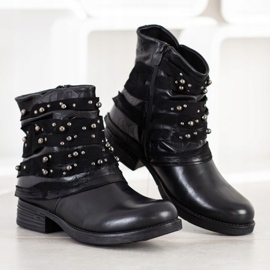 Queentina Botas confortáveis com enfeites preto 1 Queentina Botas confortáveis com enfeites preto 1