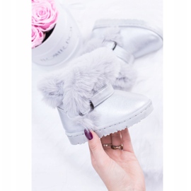 FRROCK Botas de neve aquecidas para crianças com gelatina de pele de prata 1
