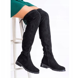 SHELOVET Botas acima do joelho com zircônia cúbica preto 1 SHELOVET Botas acima do joelho com zircônia cúbica preto 1