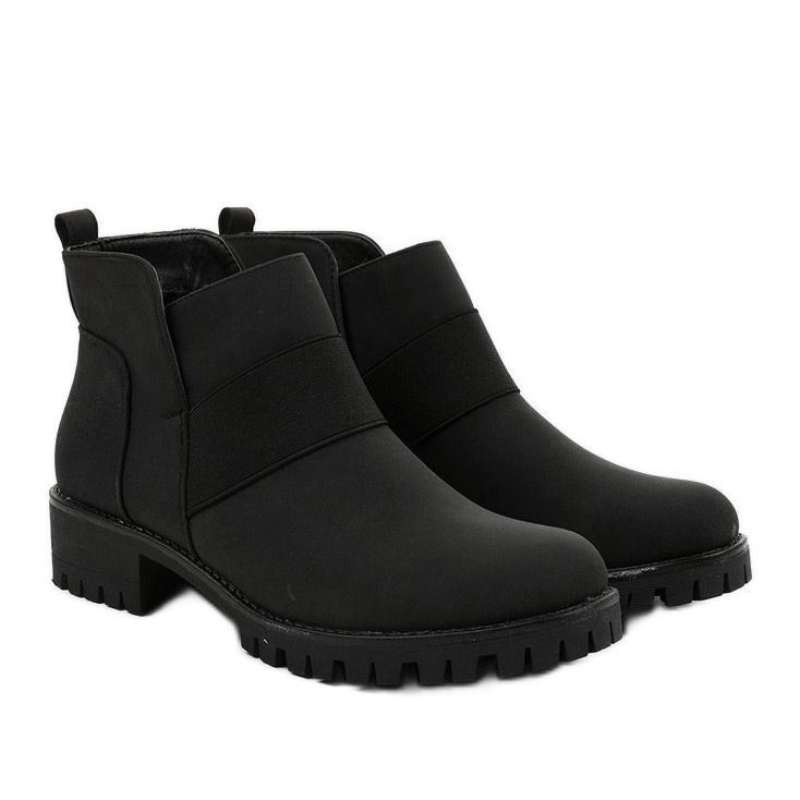 Botas deslizantes de couro ecológico Black Faerika preto 2