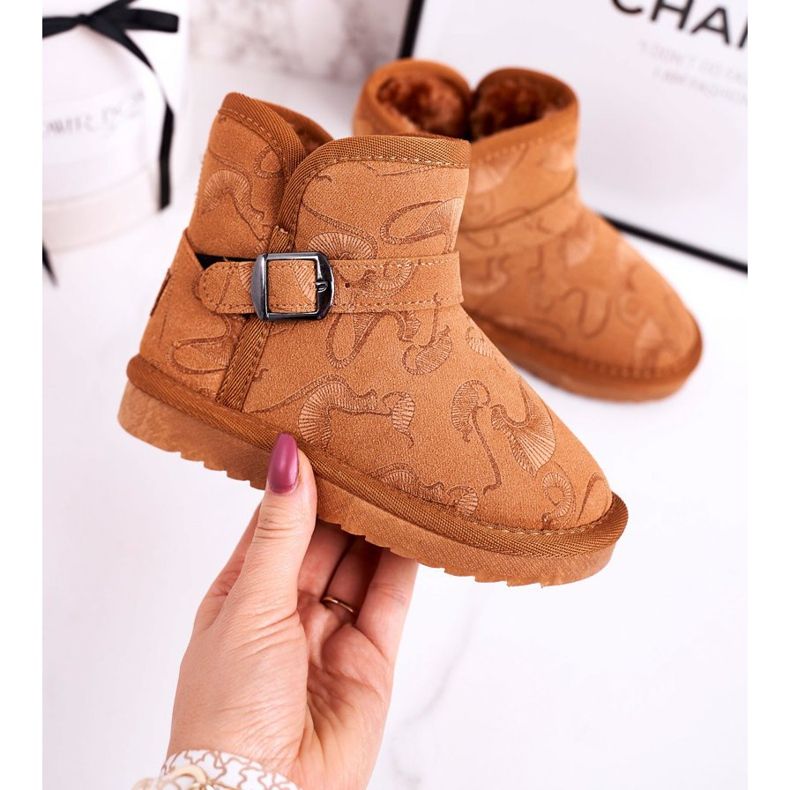 Apawwa Botas de neve infantis com pele marrom kawai castanho 1 Apawwa Botas de neve infantis com pele marrom kawai castanho 1