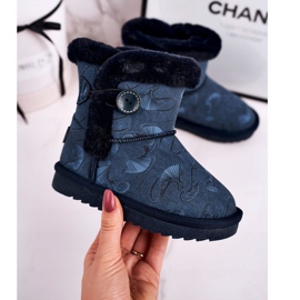 Apawwa Botas infantis de neve com pele e botão azul marinho Kawai azul-marinho 1