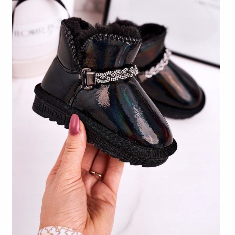 Apawwa Botas de neve infantis com pele a gasolina preta princesa preto 1 Apawwa Botas de neve infantis com pele a gasolina preta princesa preto 1