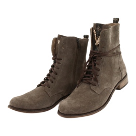 Botas femininas Nicole camurça couro cappuccino 2593 032 marrom 2