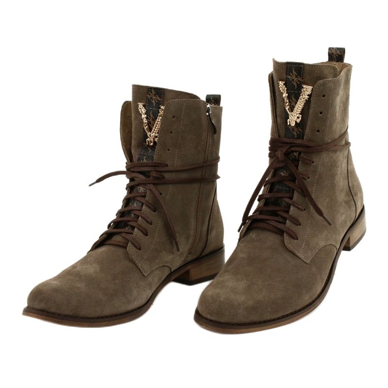 Botas femininas Nicole camurça couro cappuccino 2593 032 marrom 4