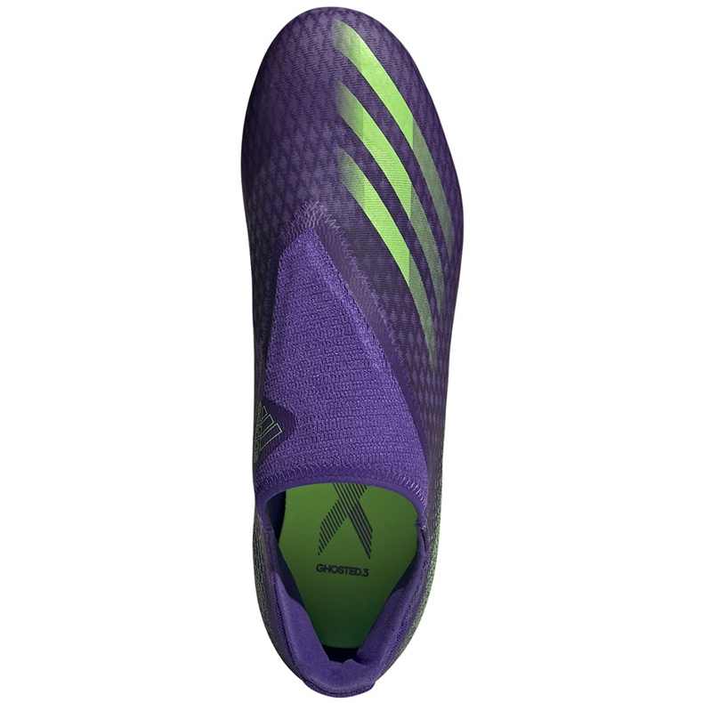Chuteiras Adidas X Ghosted.3 Ll Fg verde-roxo EG8164 1