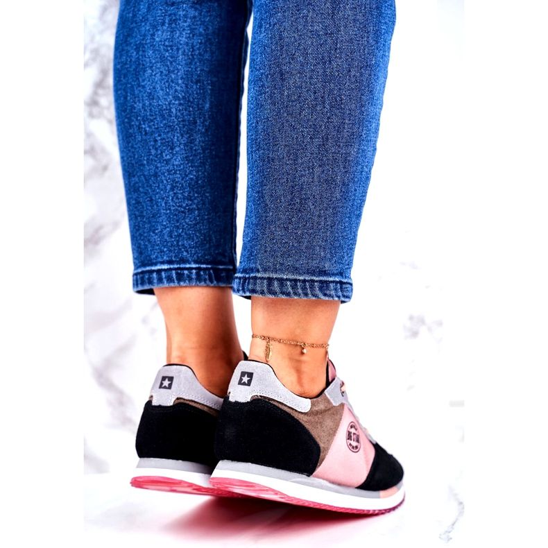 Sapatos esportivos femininos, tênis Big Star GG274458 preto cáqui rosa cinza 2