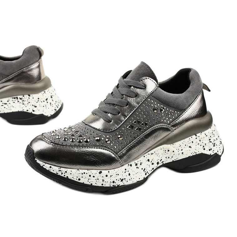 Tênis cinza de camurça de couro ecológico Quijor 1