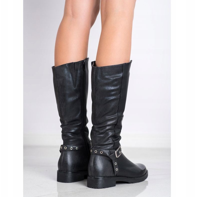 Bella Paris Botas Com Fivela Decorativa preto 1