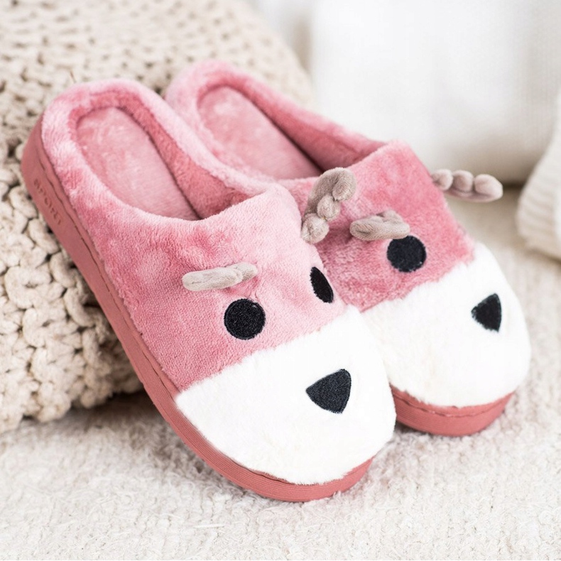 Bona Chinelos de rena bege branco rosa 1