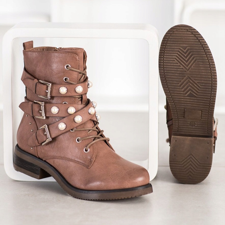 Super Me Botas Com Pérolas marrom 2