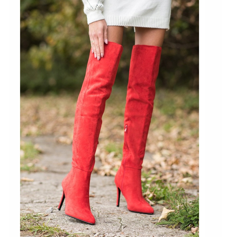Small Swan Botas de salto alto sexy vermelho 2