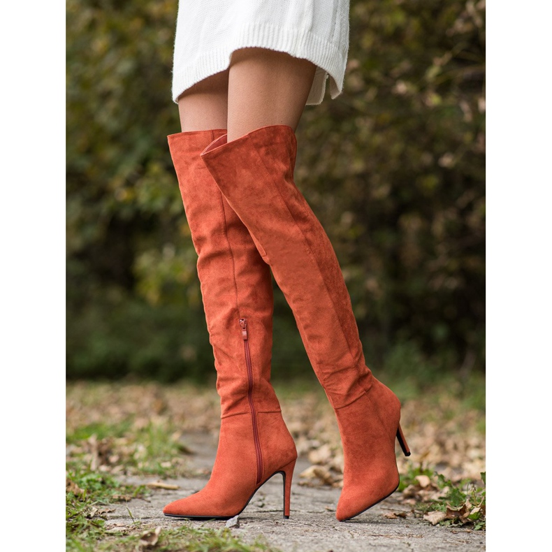 Small Swan Botas de salto alto sexy laranja 1