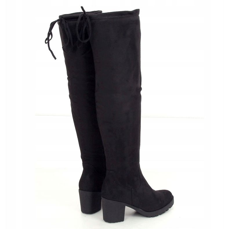 Botas pretas com salto largo PE253P Preto 1 Botas pretas com salto largo PE253P Preto 1