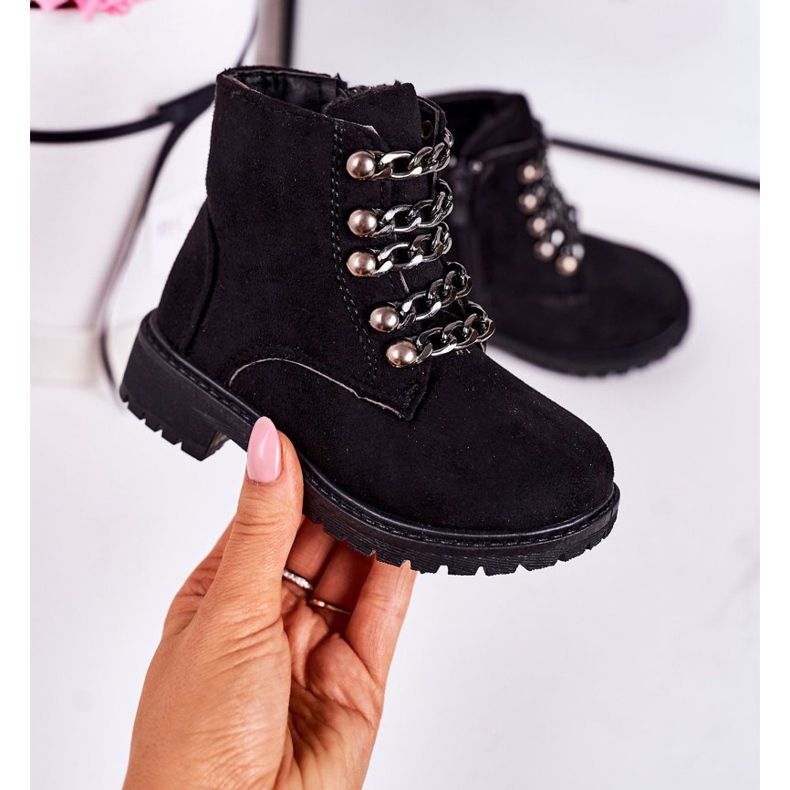 Trappers isolados para crianças Corrente de camurça ecológica Black Rock &amp; Roll preto 2