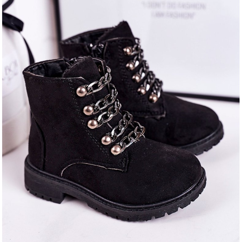 Trappers isolados para crianças Corrente de camurça ecológica Black Rock &amp; Roll preto 1