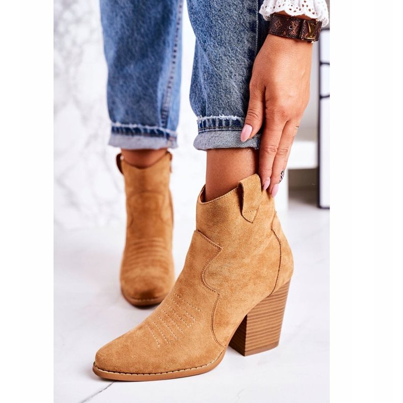 MSMG Botas de cowboy quentes femininas caramelo margarida marrom 2