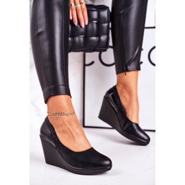 J.STAR But Bombas de cunha clássicas femininas lacadas pretas Ivonne preto 1