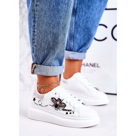 Tênis feminino esportivo com fly branco prata Amour 1