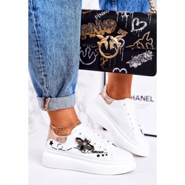 Tênis feminino esportivo com Fly White Golden Amour branco 1