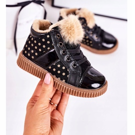 Linshi Tênis infantil com botas quentes em bolinhas pretas Anastasia preto 2 Linshi Tênis infantil com botas quentes em bolinhas pretas Anastasia preto 2