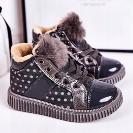 PL1 Tênis infantil com botas quentes em bolinhas cinza Anastasia 1