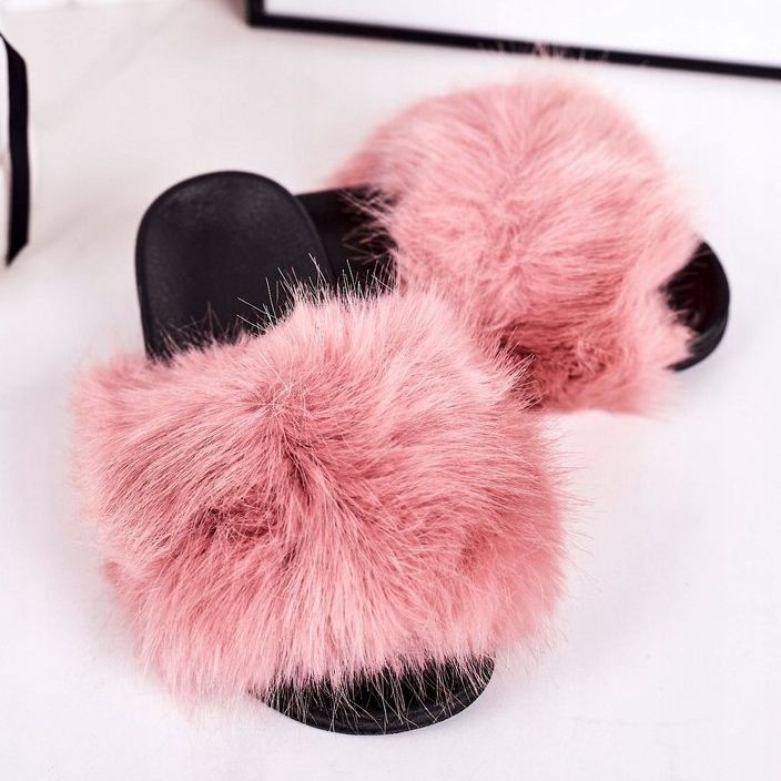 Chinelos de pele rosa fashionista infantil 1